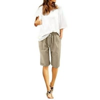 Drpgunly Palazzo hlače za žene povremene pamučne hlače plus veličina kratkih hlača s visokim strukom.