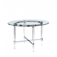 48 48 30 blagovaonski stol od kromiranog prozirnog stakla, akrila i metala