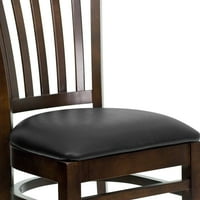 Restoranska stolica s vertikalnim naslonom od oraha-crno vinilno sjedalo