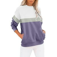 Ženska jednobojna majica s okruglim vratom s dugim rukavima ležerni pulover Slatki lagani labavi vrhovi Veličina: