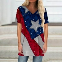 Ženska modna majica s printom Nezavisni dan s izrezom u obliku slova U i kratkim rukavima s printom