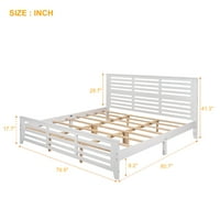 Krevet na platformi veličine Number-Number, krevet na platformi od borovog drveta s uzglavljem i podnožjem, okvir