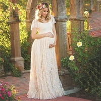 Ženska haljina za trudnice od čipke s volanima i kratkim rukavima U donjem rublju duga haljina za fotografiranje