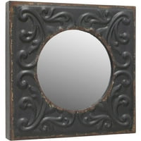 Okruglo ogledalo s kvadratnim metalnim limenim okvirom