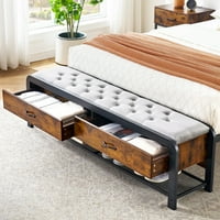 Okvir kreveta s naslonom za glavu, okvir kreveta na platformi s otomanom za odlaganje, sigurni zaobljeni kutovi