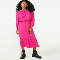 Scoop Women's Blouson Midi haljina s lukom leđa