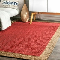 _ Crveni pravokutni tepih s tkanjem od prirodne jute u stilu prostirke za trkače, prostirka za hodnik, krpena
