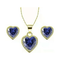 Pariški nakit od žutog zlata od 18 karata presvučen plavim safirom cijeli set ogrlica, naušnice