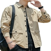 Košulje kapreze gumba s dugim rukavima kardigan za mušku čvrstu boju skrenite s ovratnikom bluze jesenski rever
