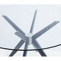 Blagovaonski stol u obliku okruglog staklenog vrha s raširenom nogom, Crna