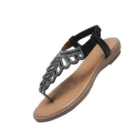 Ženske sandale, boemske ljetne sandale s rhinestonesom, japanke na plaži, ravne sandale