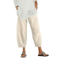 B91xz ženske hlače Odjeljne ležerne hlače pamuk žena usjev u obliku labave boje čiste i hlače elastične s džepnim