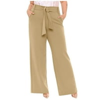 Ženske široke hlače visokog struka, ravne hlače s džepovima, hlače za slobodno vrijeme