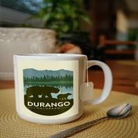 keramička šalica za fl oz, Durango, Colorado, grizli i mladunče, obris, perilica posuđa i mikrovalna pećnica