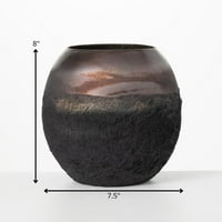 Sullivani tamna iridescentna zdjela vaza smeđe staklo 8 _