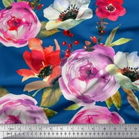 Tkanina za šivanje od ljubičaste krep svile s lišćem i cvjetnim printom, širina od 100 mm