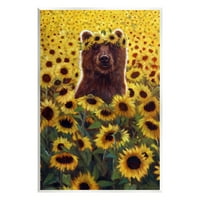 Sretni medvjed suncokretove životinje i insekti slikaju bezbroj umjetnički print zidne umjetnosti