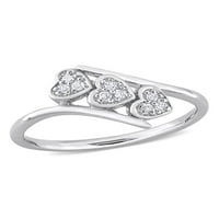 Miabella Ženska karat T.W. Dijamantni sterling srebro trostruko srce obećanje prstena