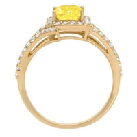 2. Dijamantni smaragdni rez sintetički žuti Moissanite od žutog zlata 14k $ s umetcima prsten od 8,5