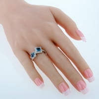 1. prsten s dva kamena princeze s karatnim topazom od čistog srebra