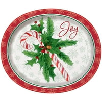 Božićne ovalne papirnate ploče od bombona, 12,25 inča, 8 karata