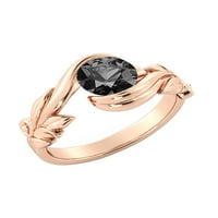 14k ružičasto zlato, 1k crni dijamantni prsten, dizajnerski cvjetni listovi