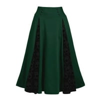 Modne čarape za žene, Plus size, midi čipkasta suknja s visokim strukom, gotička plisirana suknja u zelenoj boji,