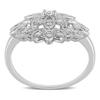 Vintage cvjetni prsten od srebra s dijamantom od B. N. A. u karatima
