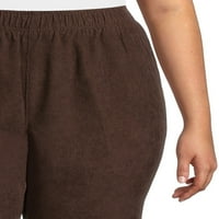 Ženske baršunaste hlače Plus size A-List s džepovima, 28-inčna duljina unutarnjeg šava za obične