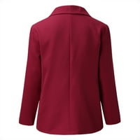 Karirane jakne za žene, Ženska Raglan Bomber jakna s patentnim zatvaračem s dugim rukavima i džepovima, crvena,