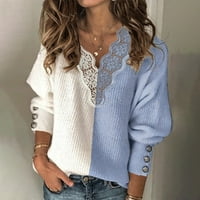 Ženski pulover s dugmadima s dugim rukavima, pleteni pleteni džemper od čipke, gornji dio od 98 do 4870155