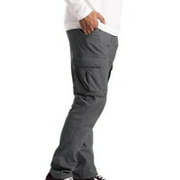 Muške taktičke teretne hlače s patentnim zatvaračem i gumbima, muške casual sportske hlače u tamno sivoj boji,