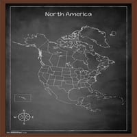 Karta krede-plakat na zidu Sjeverne Amerike, 22.375 34