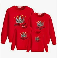 Odgovarajuće obiteljske majice s božićnim slovima s printom božićnog drvca, puloveri s dugim rukavima za odrasle