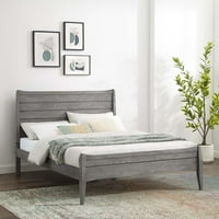 Dvostruki drveni krevet na platformi u sivoj boji