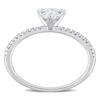 Zaručnički prsten u obliku suze od bijelog zlata od 14 karata s Moissanitom u obliku kruške od 14 karata i dijamantom