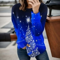 Ersazi ženske vrhove jesenske modne modne modne pulovera pulover dugi rukav labavi ležerni vrh na klirensu plava