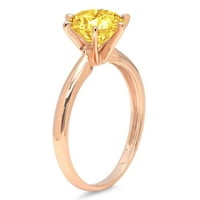 0. CT briljantni okrugli rez simulirani žuti dijamant 14K ružičasti zlatni prsten SZ 6