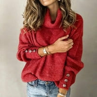 Ženski džemper od pletenog kabela u boji Vintage labava dolčevita pulover s dugim rukavima Ženska odjeća trendi