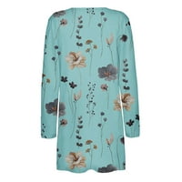 Kimono kardigan za žene Plus veličine, ležerni Cvjetni print, kardigan dugih rukava s neravnim rubom, plisirani