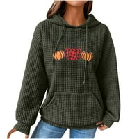 Ženske trenirke za Noć vještica pulover od pletenih vafla s dugim rukavima Duksevi s printom bundeve casual odjeća