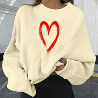 Pulover za Tinejdžerke 14-estetska modna ženska majica s printom srca, ležerni džemper s dugim rukavima s okruglim