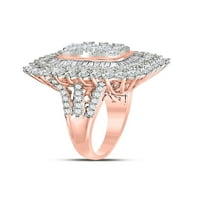 Ženski okrugli dijamantni prsten u baguetteu od ružičastog zlata od 10 karata, 3 inča