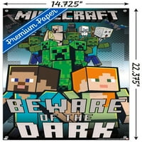 Minecraft-Čuvajte se plakata na tamnom zidu s gumbima, 14.725 22.375