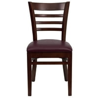 Restoranska stolica od mahagonija s naslonom za ljestve serije-Bordo vinilno sjedalo