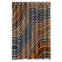 aboridžinski stil točkastog slikanja s riječnim zavjesama za tuširanje i kukama za uređenje doma