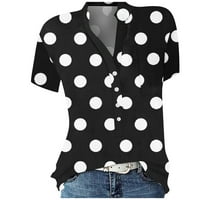 Ležerna bluza u donjem rublju, ljetni vrhovi s cvjetnim printom i kratkim rukavima za žene, crni 3-inčni