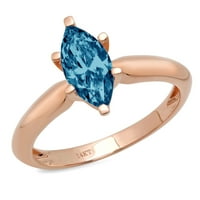 18k prsten od ružičastog zlata od 18k s prozirnim imitiranim dijamantom markiznog reza od 8,5