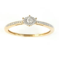 Prsten obećanja s dijamantnim prstenom od srebra od srebra presvučen carskim žutim zlatom od srebra