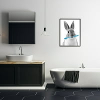 Zečja četkica za zube za kupaonicu životinje i insekti slikanje u crnom okviru umjetnički tisak zidna umjetnost